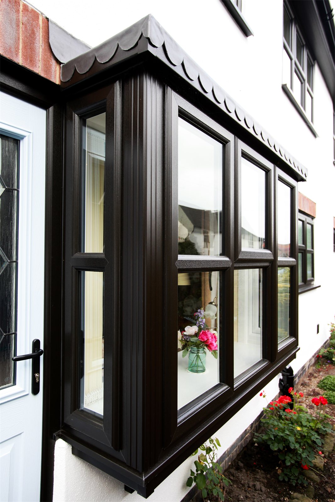 Black uPVC bay window (product photo)