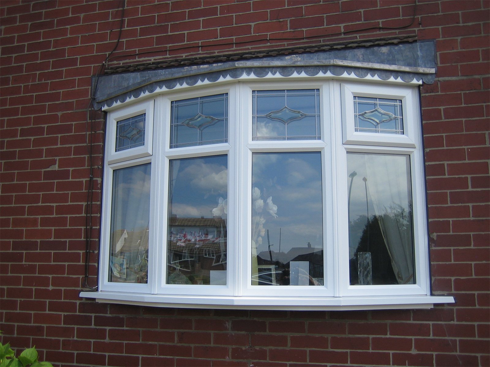 White bow window with leaded top lights (product photo)