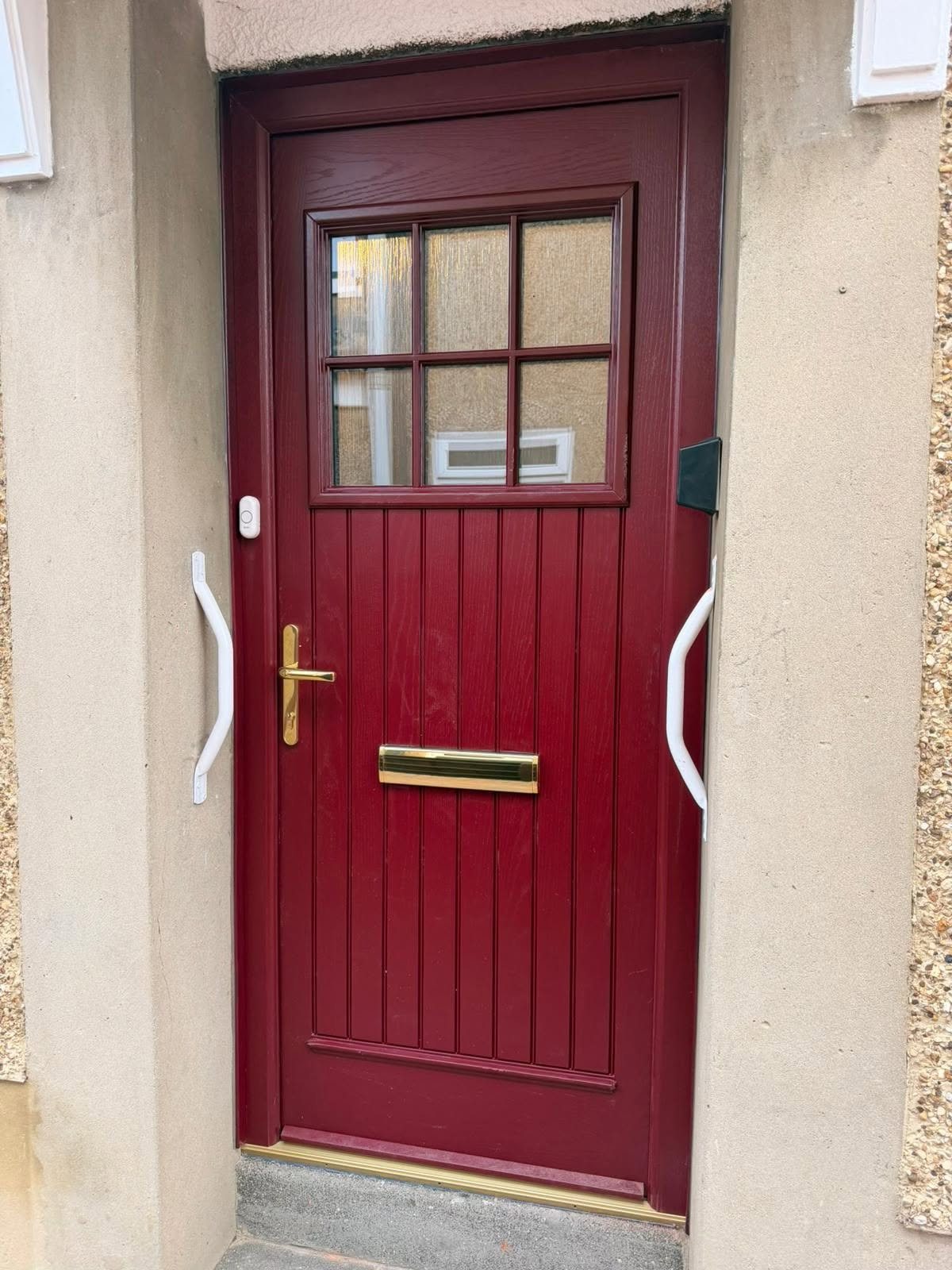 Red cottage-style composite door, London, fitted by Termopane Windows