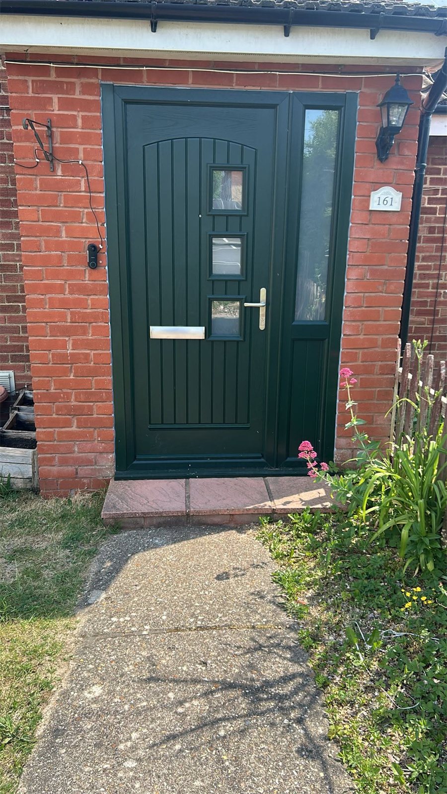 Green Palladio composite door with a side light, London, fitted by Termopane Windows
