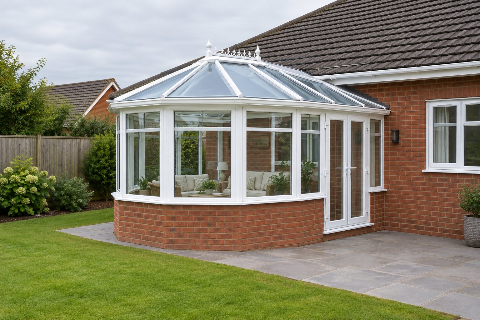 Hipped-back conservatory (illustration) – an illustration of the style, not an installed job