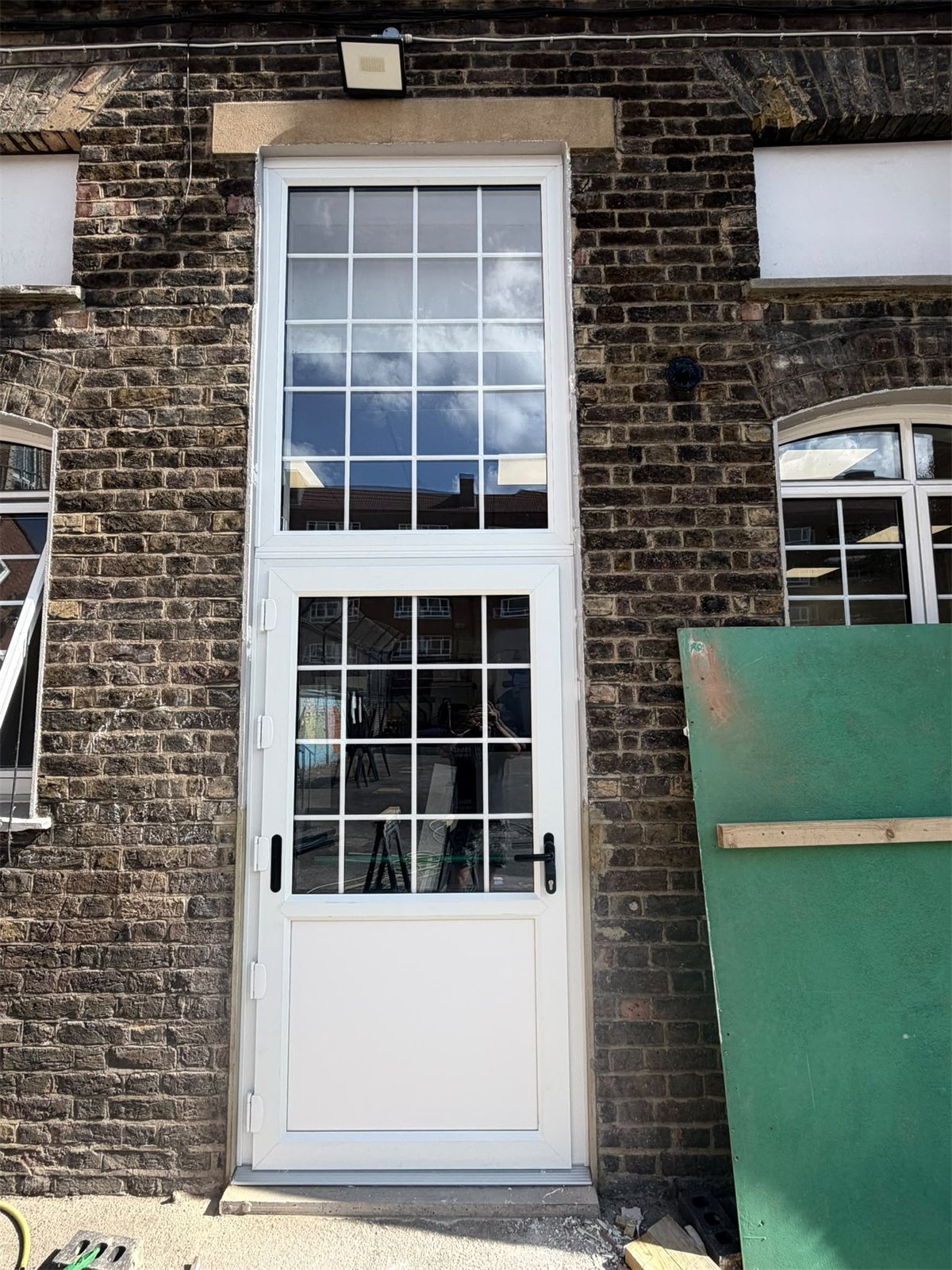 White uPVC door with Georgian bars, school project, London, fitted by Termopane Windows