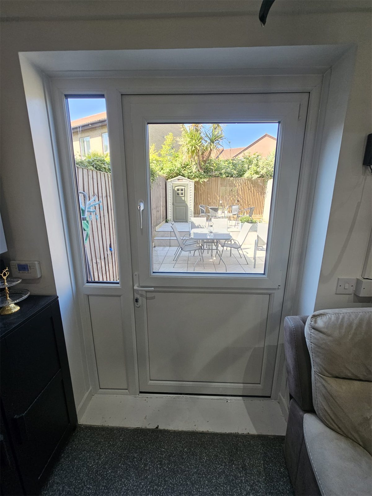 uPVC back door with a side light, inside view, London, fitted by Termopane Windows
