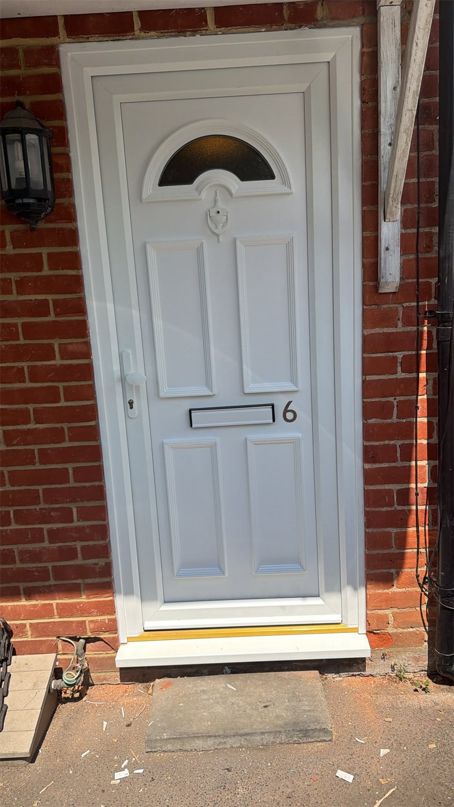 White uPVC front door with fanlight glass, London, fitted by Termopane Windows