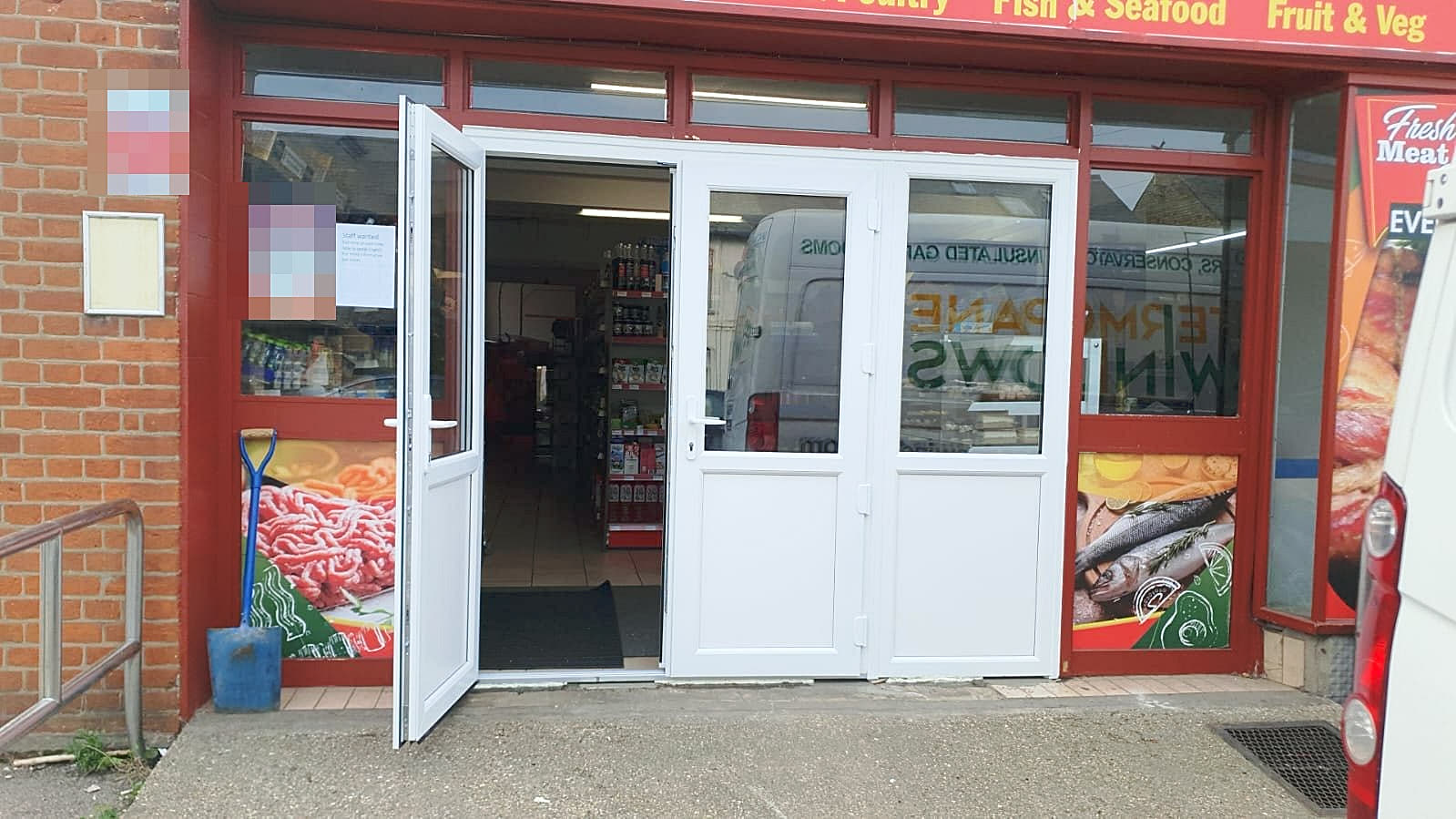 uPVC double doors on a shopfront, Milton Keynes, fitted by Termopane Windows